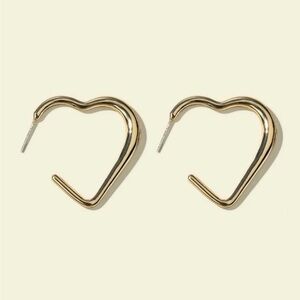 Gold Heart Cuff Hoop Earrings